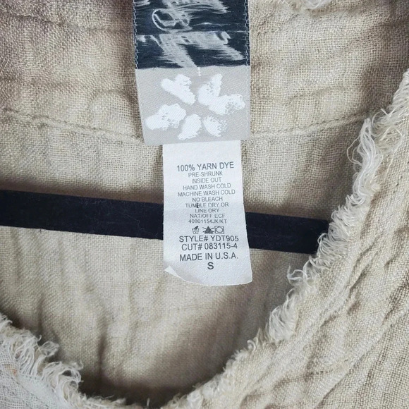 Match Point Womens Small Beige/Tan Color Block Linen Dolman Sleeve Tunic Top #28 - Picture 6 of 10